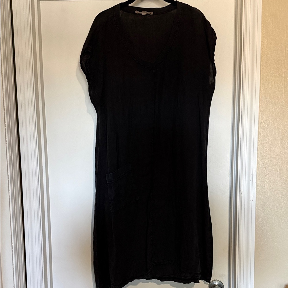 Flax Black V-Neck Dress